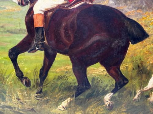 C1880 FOX HUNT ROYAL ACADEMYEXHIBITED EQUESTRIAN OIL PAINTING - ADDITIONAL PHOTO 11