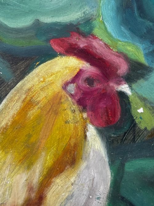 ROOSTER OF EMPORD ORIGINAL CATALAN FOLK OIL PAINTING - ADDITIONAL PHOTO 15
