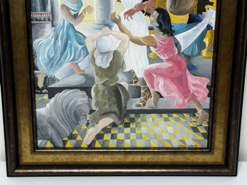 FRAMED GLAZED SURREALISM PAINTING DEATH OF CLEOPATRA - ADDITIONAL PHOTO 2