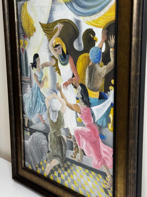 FRAMED GLAZED SURREALISM PAINTING DEATH OF CLEOPATRA - ADDITIONAL PHOTO 4