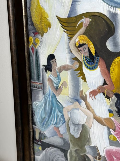 FRAMED GLAZED SURREALISM PAINTING DEATH OF CLEOPATRA - ADDITIONAL PHOTO 7