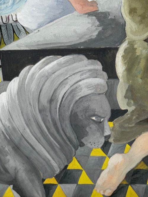 FRAMED GLAZED SURREALISM PAINTING DEATH OF CLEOPATRA - ADDITIONAL PHOTO 9