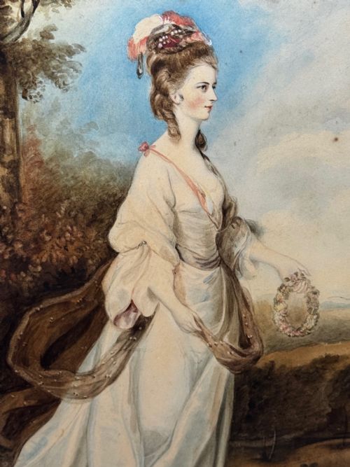 PAINTING AURORA ASCENDANT LADY JANE STANHOPE C 1785 - ADDITIONAL PHOTO 5