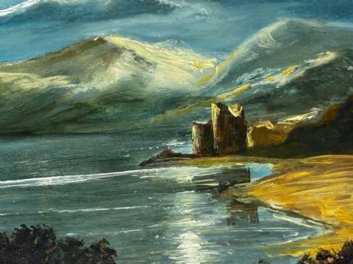OIL PAINTING URQUHART CASTLE LOCH NESS IN MOONLIGHT AFTER JAMES BELL ANDERSON - ADDITIONAL PHOTO 7