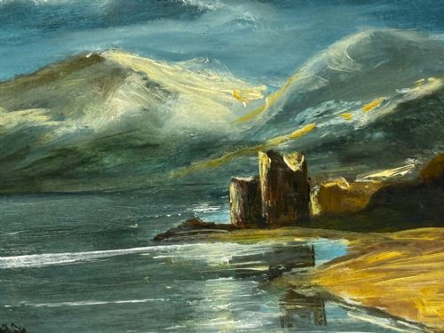 OIL PAINTING URQUHART CASTLE LOCH NESS IN MOONLIGHT AFTER JAMES BELL ANDERSON - ADDITIONAL PHOTO 9