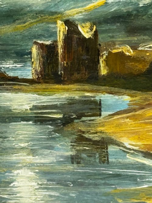 OIL PAINTING URQUHART CASTLE LOCH NESS IN MOONLIGHT AFTER JAMES BELL ANDERSON - ADDITIONAL PHOTO 10