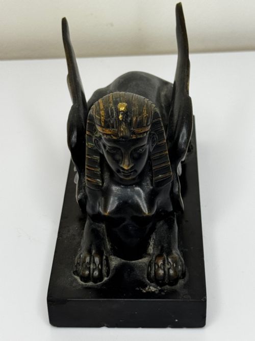 NEOCLASSICAL GRAND TOUR GILT BRONZE SPHINX SCULPTURE C1820 - ADDITIONAL PHOTO 3