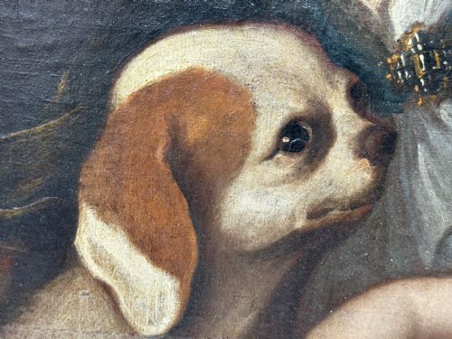 PAINTING AN ENDEARING BOND BOY WITH KING CHARLES SPANIEL PUPPY C1680 CIRCLE OF MARY BEALE - ADDITIONAL PHOTO 3