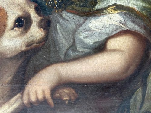 PAINTING AN ENDEARING BOND BOY WITH KING CHARLES SPANIEL PUPPY C1680 CIRCLE OF MARY BEALE - ADDITIONAL PHOTO 11