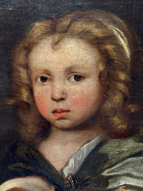 PAINTING AN ENDEARING BOND BOY WITH KING CHARLES SPANIEL PUPPY C1680 CIRCLE OF MARY BEALE - ADDITIONAL PHOTO 14