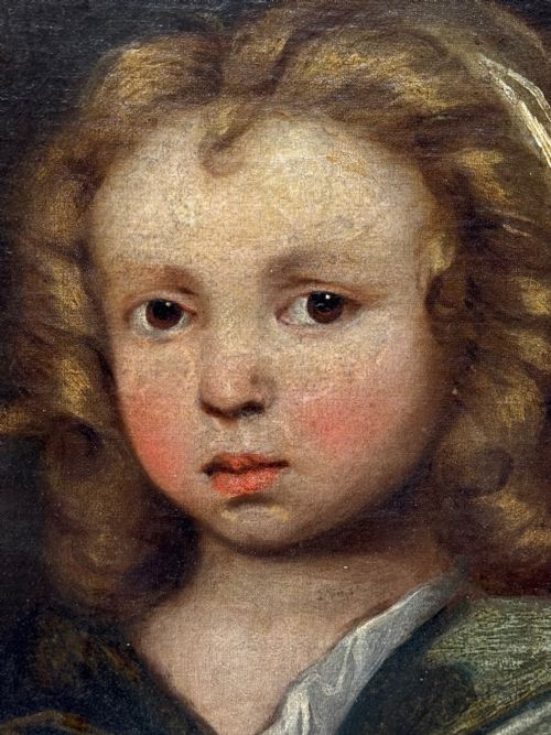 PAINTING AN ENDEARING BOND BOY WITH KING CHARLES SPANIEL PUPPY C1680 CIRCLE OF MARY BEALE - ADDITIONAL PHOTO 15