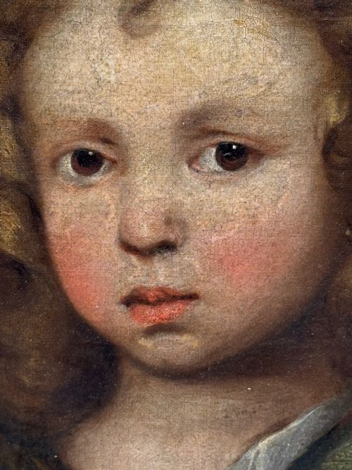 PAINTING AN ENDEARING BOND BOY WITH KING CHARLES SPANIEL PUPPY C1680 CIRCLE OF MARY BEALE - ADDITIONAL PHOTO 16