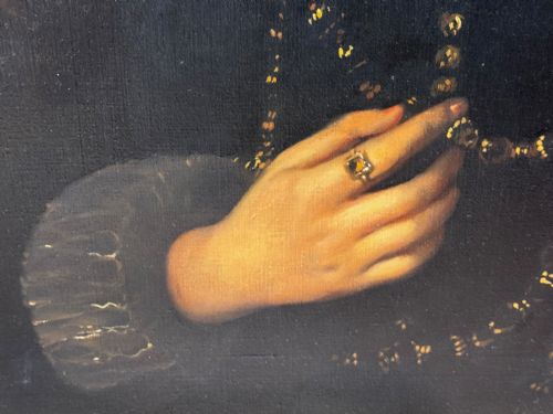 OIL PAINTING GILT FRAMED A LADY OF GENOA PORTRAIT AFTER VAN DYCK - ADDITIONAL PHOTO 1