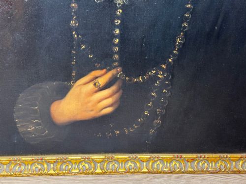 OIL PAINTING GILT FRAMED A LADY OF GENOA PORTRAIT AFTER VAN DYCK - ADDITIONAL PHOTO 6