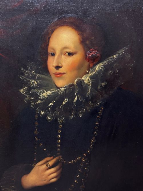 OIL PAINTING GILT FRAMED A LADY OF GENOA PORTRAIT AFTER VAN DYCK - ADDITIONAL PHOTO 22