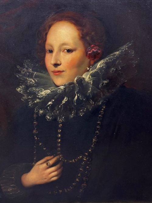 OIL PAINTING GILT FRAMED A LADY OF GENOA PORTRAIT AFTER VAN DYCK - ADDITIONAL PHOTO 23