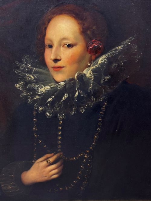 OIL PAINTING GILT FRAMED A LADY OF GENOA PORTRAIT AFTER VAN DYCK - ADDITIONAL PHOTO 24