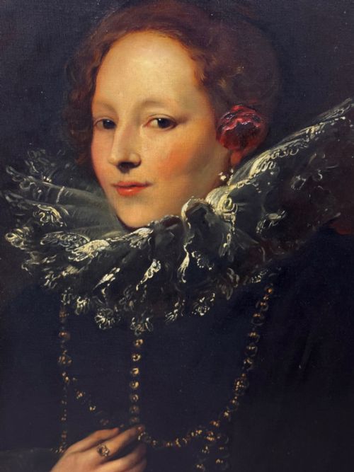 OIL PAINTING GILT FRAMED A LADY OF GENOA PORTRAIT AFTER VAN DYCK - ADDITIONAL PHOTO 25