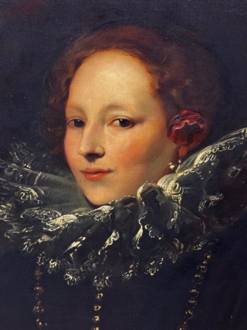 OIL PAINTING GILT FRAMED A LADY OF GENOA PORTRAIT AFTER VAN DYCK - ADDITIONAL PHOTO 26