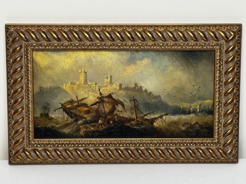 OIL PAINTING SHIPWRECKED BY CLAUDE THOMAS STANFIELD MOORE - ADDITIONAL PHOTO 1