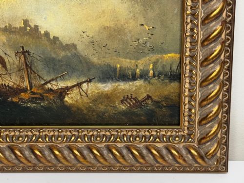 OIL PAINTING SHIPWRECKED BY CLAUDE THOMAS STANFIELD MOORE - ADDITIONAL PHOTO 2