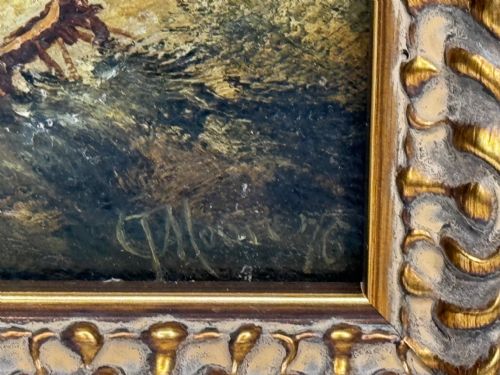 OIL PAINTING SHIPWRECKED BY CLAUDE THOMAS STANFIELD MOORE - ADDITIONAL PHOTO 3