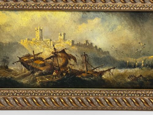 OIL PAINTING SHIPWRECKED BY CLAUDE THOMAS STANFIELD MOORE - ADDITIONAL PHOTO 6