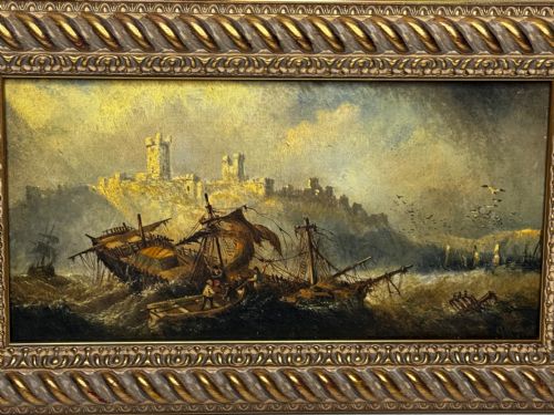 OIL PAINTING SHIPWRECKED BY CLAUDE THOMAS STANFIELD MOORE - ADDITIONAL PHOTO 8