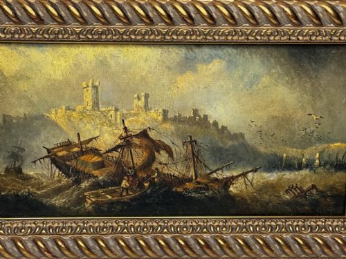 OIL PAINTING SHIPWRECKED BY CLAUDE THOMAS STANFIELD MOORE - ADDITIONAL PHOTO 9