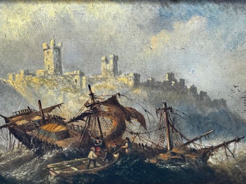 OIL PAINTING SHIPWRECKED BY CLAUDE THOMAS STANFIELD MOORE - ADDITIONAL PHOTO 12
