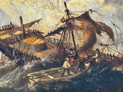 OIL PAINTING SHIPWRECKED BY CLAUDE THOMAS STANFIELD MOORE - ADDITIONAL PHOTO 22