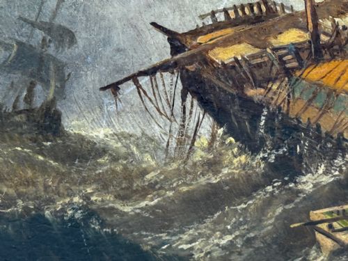 OIL PAINTING SHIPWRECKED BY CLAUDE THOMAS STANFIELD MOORE - ADDITIONAL PHOTO 26