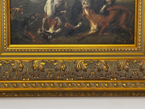 OIL PAINTING 19TH CENTURY DEFIANCE AT BAY BEAR AND HOUNDS IN COMBAT - ADDITIONAL PHOTO 3