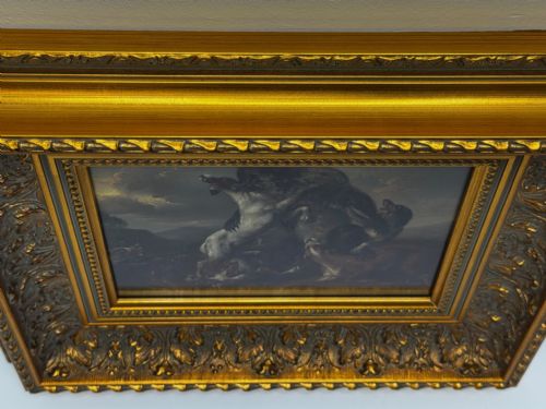 OIL PAINTING 19TH CENTURY DEFIANCE AT BAY BEAR AND HOUNDS IN COMBAT - ADDITIONAL PHOTO 6