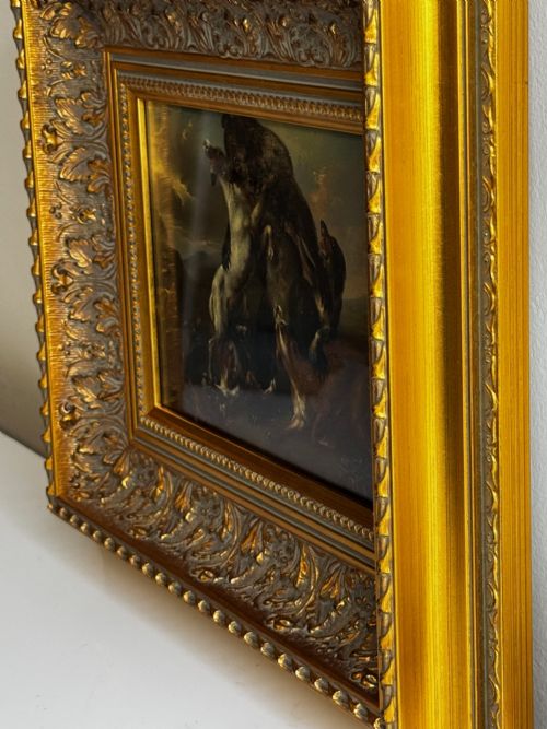OIL PAINTING 19TH CENTURY DEFIANCE AT BAY BEAR AND HOUNDS IN COMBAT - ADDITIONAL PHOTO 11