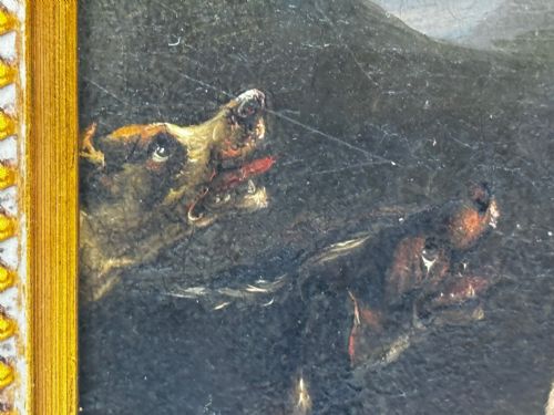 OIL PAINTING 19TH CENTURY DEFIANCE AT BAY BEAR AND HOUNDS IN COMBAT - ADDITIONAL PHOTO 19