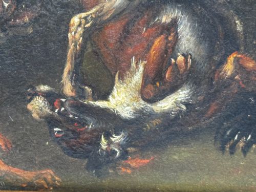 OIL PAINTING 19TH CENTURY DEFIANCE AT BAY BEAR AND HOUNDS IN COMBAT - ADDITIONAL PHOTO 21