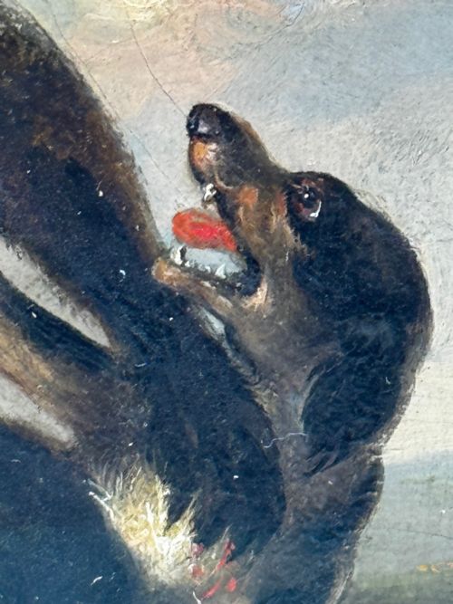 OIL PAINTING 19TH CENTURY DEFIANCE AT BAY BEAR AND HOUNDS IN COMBAT - ADDITIONAL PHOTO 26