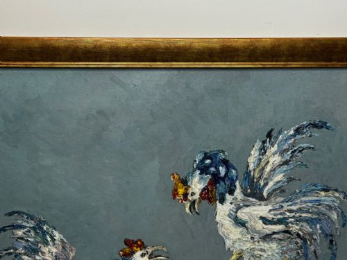 EXPRESSIONIST OIL PAINTING BIRDS COCK FIGHT AFTER LEON KOSSOFF - ADDITIONAL PHOTO 3