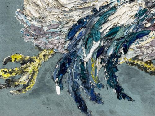 EXPRESSIONIST OIL PAINTING BIRDS COCK FIGHT AFTER LEON KOSSOFF - ADDITIONAL PHOTO 18