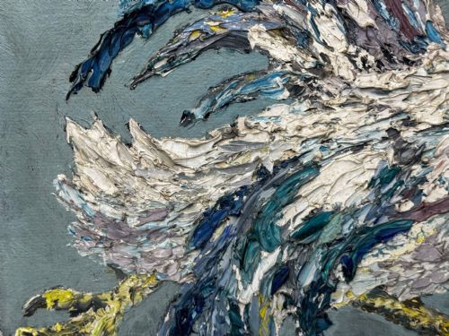 EXPRESSIONIST OIL PAINTING BIRDS COCK FIGHT AFTER LEON KOSSOFF - ADDITIONAL PHOTO 19