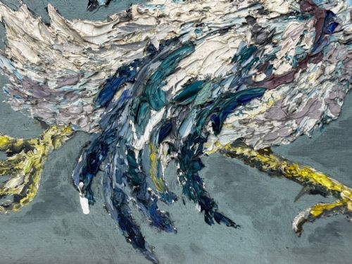 EXPRESSIONIST OIL PAINTING BIRDS COCK FIGHT AFTER LEON KOSSOFF - ADDITIONAL PHOTO 20