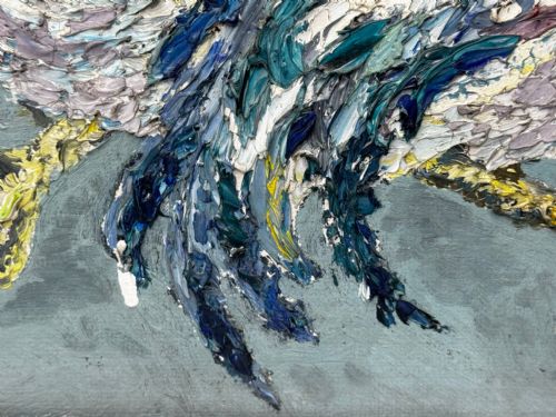 EXPRESSIONIST OIL PAINTING BIRDS COCK FIGHT AFTER LEON KOSSOFF - ADDITIONAL PHOTO 21