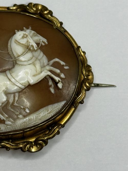 ROMAN GODDESS AURORA IN HER CHARIOT GEORGIAN SHELL CAMEO BROOCH C1820 - ADDITIONAL PHOTO 5