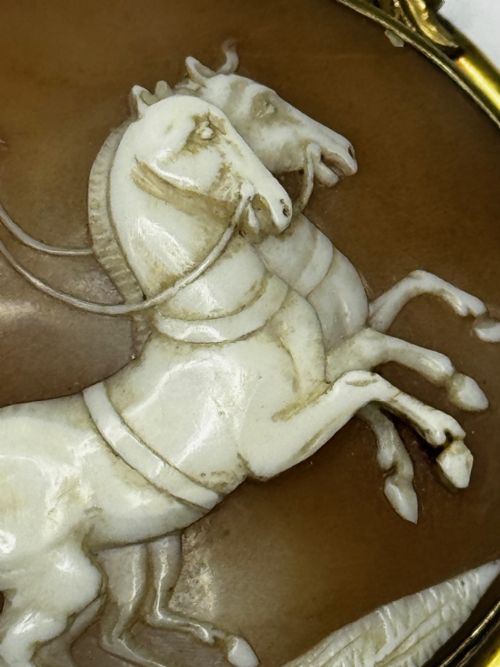 ROMAN GODDESS AURORA IN HER CHARIOT GEORGIAN SHELL CAMEO BROOCH C1820 - ADDITIONAL PHOTO 8