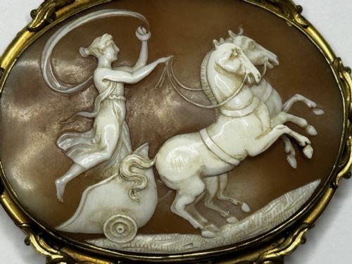 ROMAN GODDESS AURORA IN HER CHARIOT GEORGIAN SHELL CAMEO BROOCH C1820 - ADDITIONAL PHOTO 9