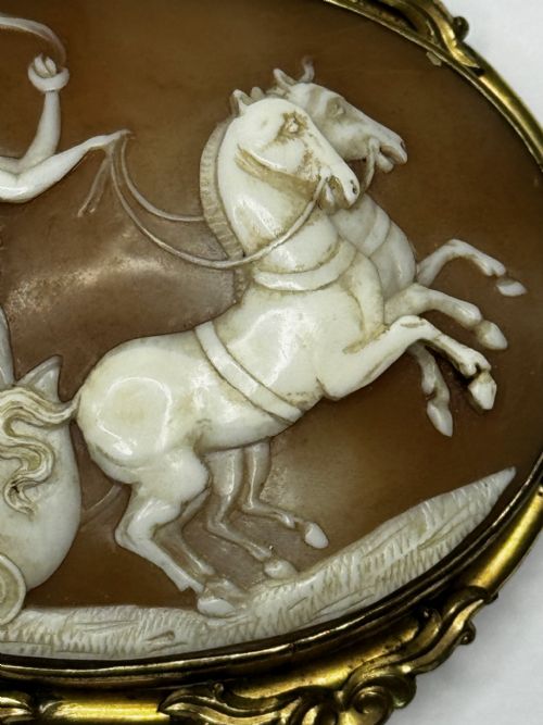 ROMAN GODDESS AURORA IN HER CHARIOT GEORGIAN SHELL CAMEO BROOCH C1820 - ADDITIONAL PHOTO 10
