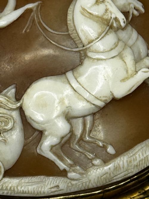 ROMAN GODDESS AURORA IN HER CHARIOT GEORGIAN SHELL CAMEO BROOCH C1820 - ADDITIONAL PHOTO 11