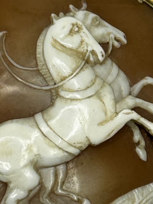 ROMAN GODDESS AURORA IN HER CHARIOT GEORGIAN SHELL CAMEO BROOCH C1820 - ADDITIONAL PHOTO 12
