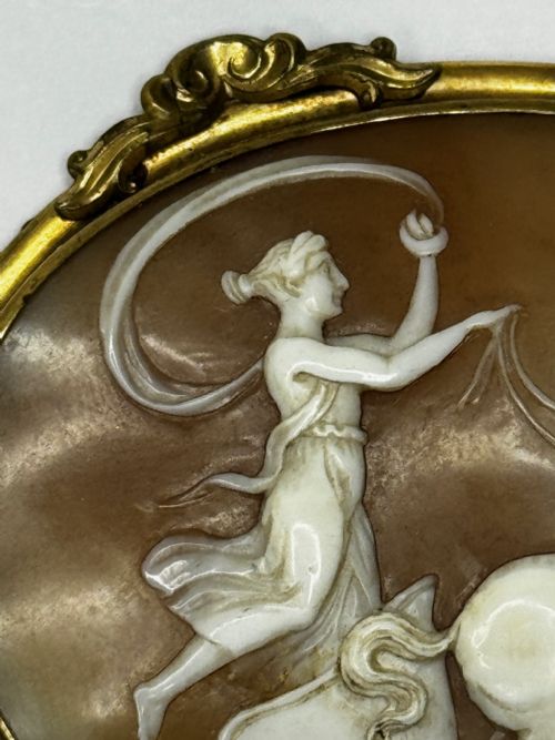 ROMAN GODDESS AURORA IN HER CHARIOT GEORGIAN SHELL CAMEO BROOCH C1820 - ADDITIONAL PHOTO 14